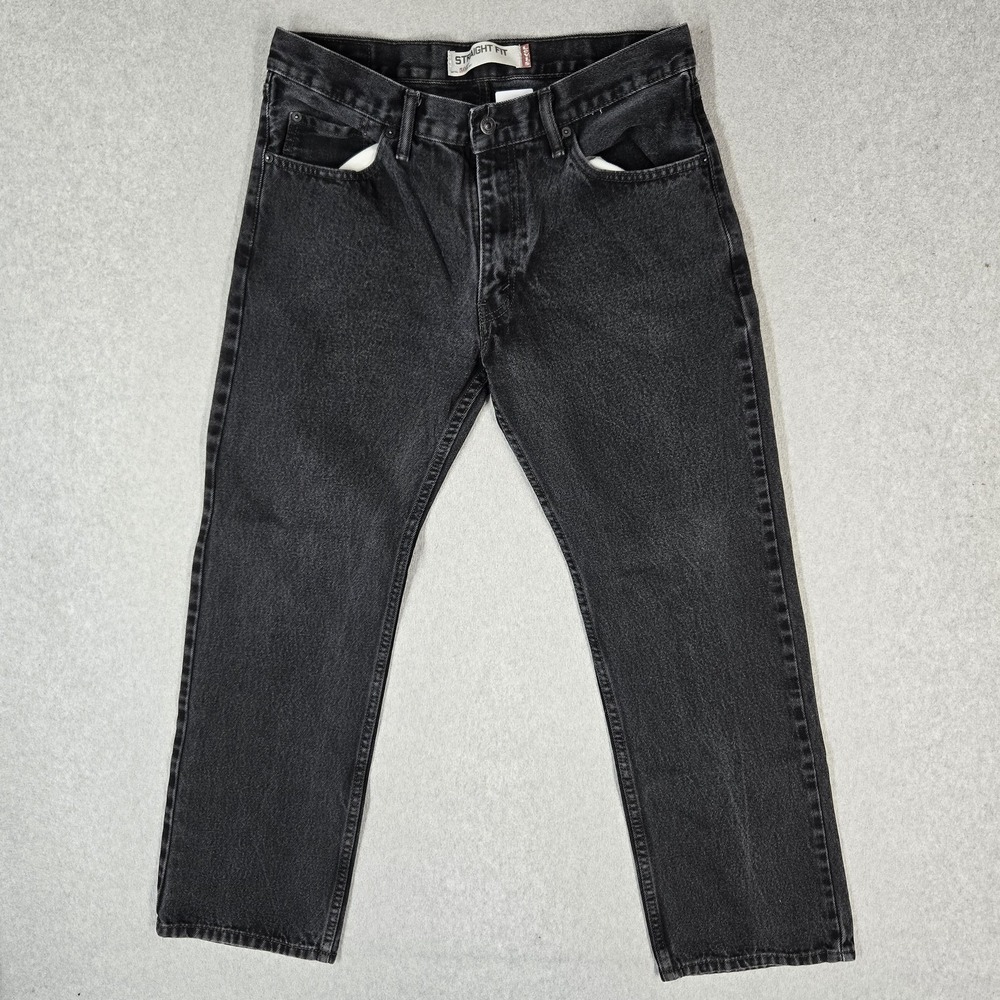 Levi's 505 Men Jeans 33X30 Black Denim Straight Fit Grunge 28.5" Inseam Y2K